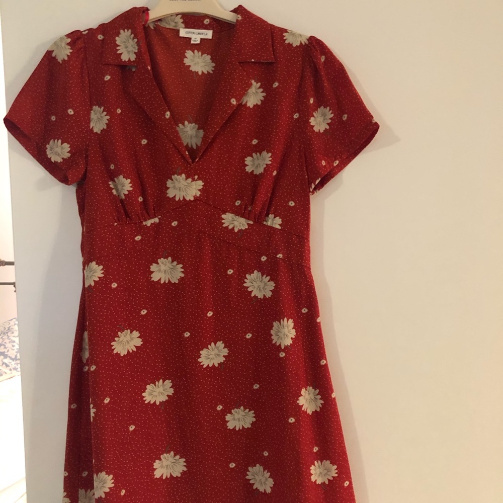 Red floral dress
